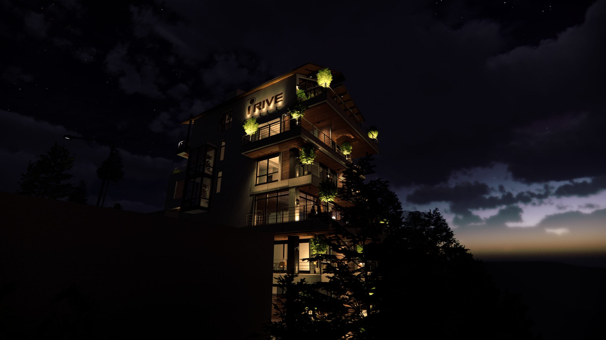 Privé lit at night on the hillside above Nathia Gali