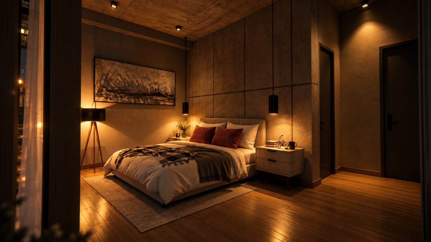 Bed, lounge and terrace running together as one room